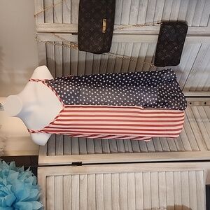 Miami brand American flag design sheer tank top blouse
